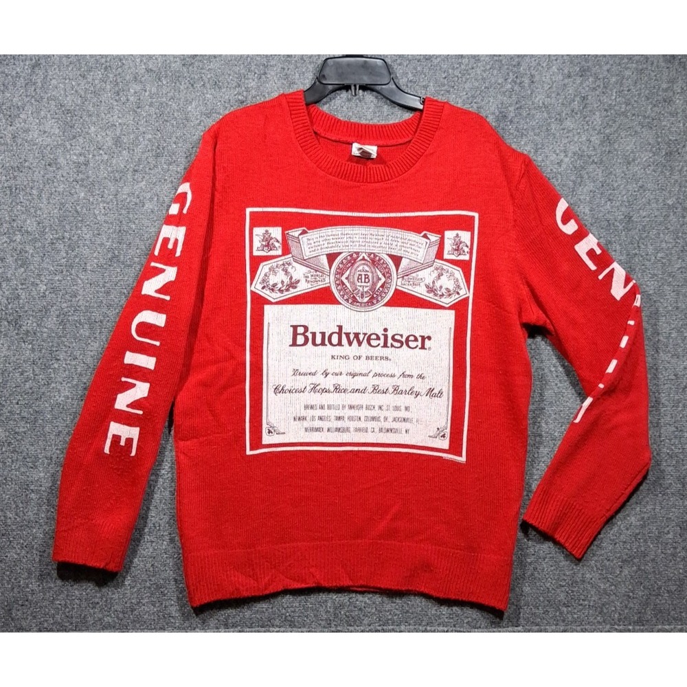 Junk Food Budweiser Long Sleeve Shirt Red Genuine Logo Tee Men's Size‎ XL